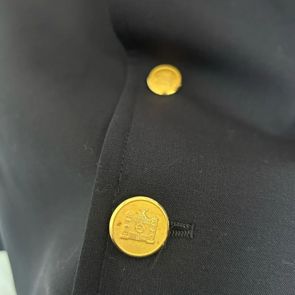 Brooks Brothers Blue Wool Coat Jacket Blazer Gold Buttons size 41L preppy work